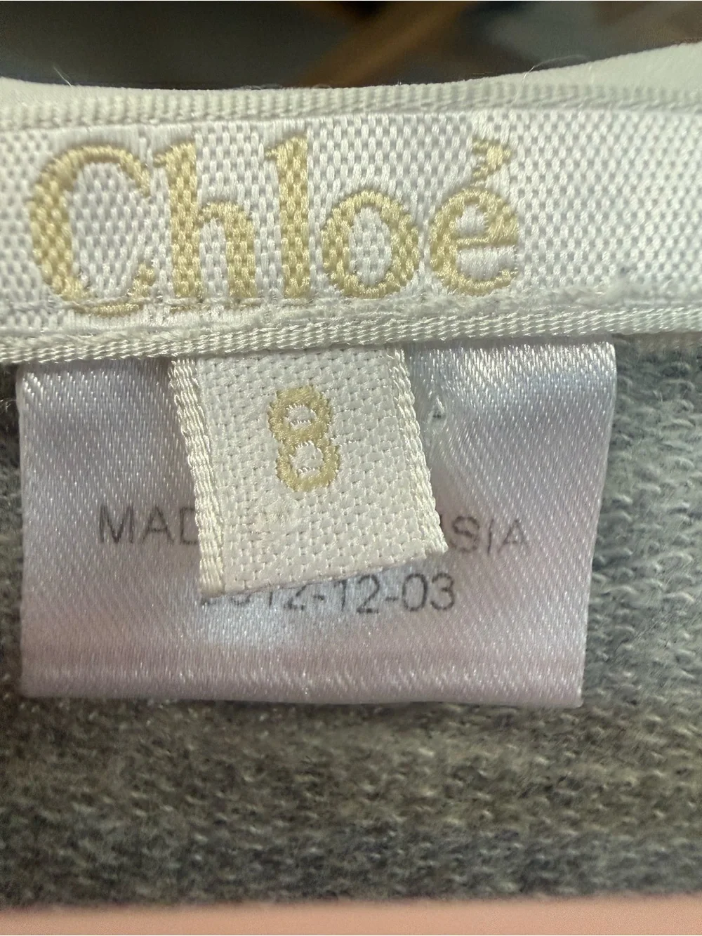 Chloe Girl’s White & Light Gray 100% Cotton Romper sz. 8